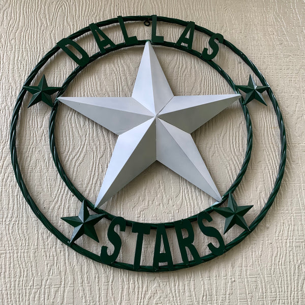 DALLAS STARS BARN LONE STAR METAL HOCKEY TEAM WESTERN HOME DECOR CRAFT RUSTIC GREEN & WHITE