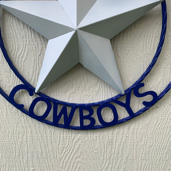 DALLAS COWBOYS STAR METAL BARN LONE STAR WESTERN HOME DECOR BLUE & WHITE STAR, SIZE:24",32",36",40",42",44",46",50"