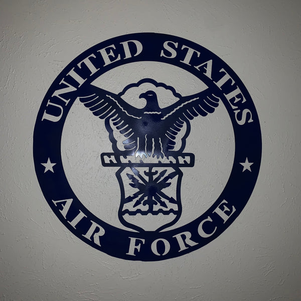 24" US AIR FORCE LASERCUT BLUE MILITARY METAL WALL ART AIRFORCE WESTERN HOME DECOR NEW