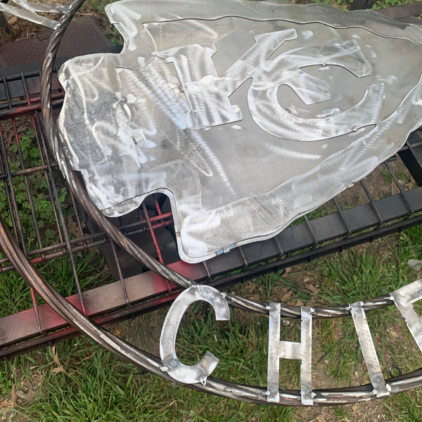 12",18",24",32",36"  KANSAS CITY CHIEFS RAW METAL CUSTOM METAL VINTAGE CRAFT TEAM DECOR HANDMADE