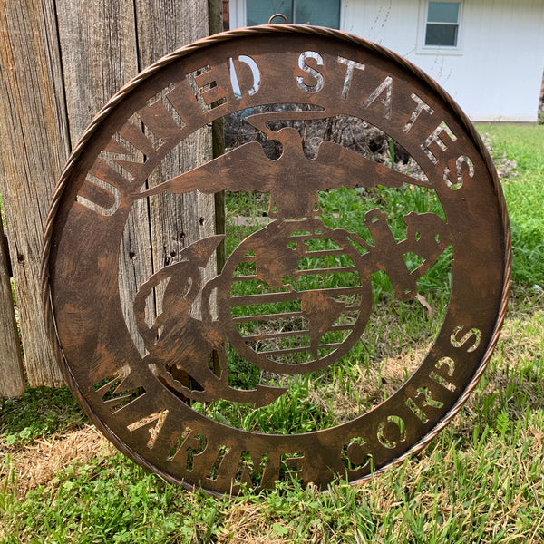 #EH10851 24" UNITED STATES MARINE CORPS MILITARY LASERCUT METAL WALL ART SIGN WESTERN HOME DECOR HANDMADE BRONZE