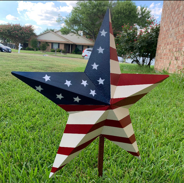 AMERICANA USA FLAG BARN STAR RED WHT BLUE STAR HANDMADE 9",12",16",24",30",34",36"