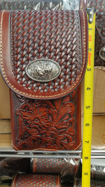 L_2069-1  7" ROOSTER TAN BROWN LEATHER POUCH EXTRA LARGE  BELT LOOP HOLSTER CELL PHONE CASE UNIVERSAL OVERSIZE