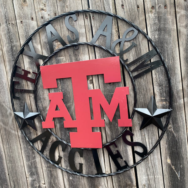 12", 18", 24", 32" TEXAS A&M AGGIES STARS METAL CUSTOM VINTAGE CRAFT WALL ART TEAM SIGN HANDMADE