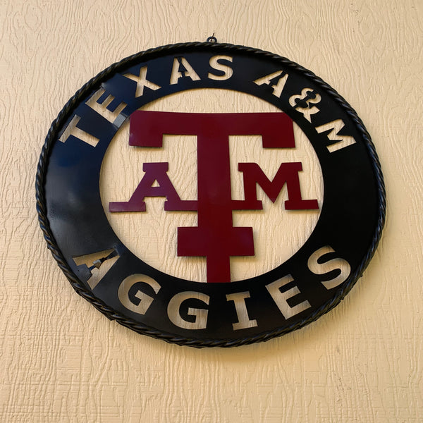24" TEXAS A&M WIDE BAND RING CUSTOM METAL VINTAGE CRAFT SIGN TEAM HANDMADE
