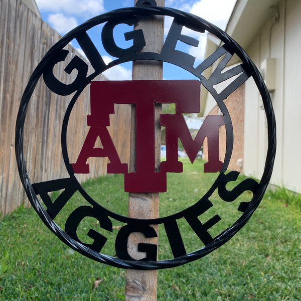 TEXAS A&M NO THUMBS GIGEM AGGIES METAL CUSTOM VINTAGE CRAFT WALL ART TEAM SIGN HANDMADE