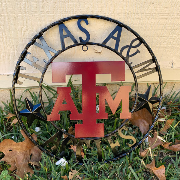 TEXAS A&M WITH STARS CUSTOM METAL VINTAGE CRAFT SIGN WALL ART TEAM SIGN HANDMADE