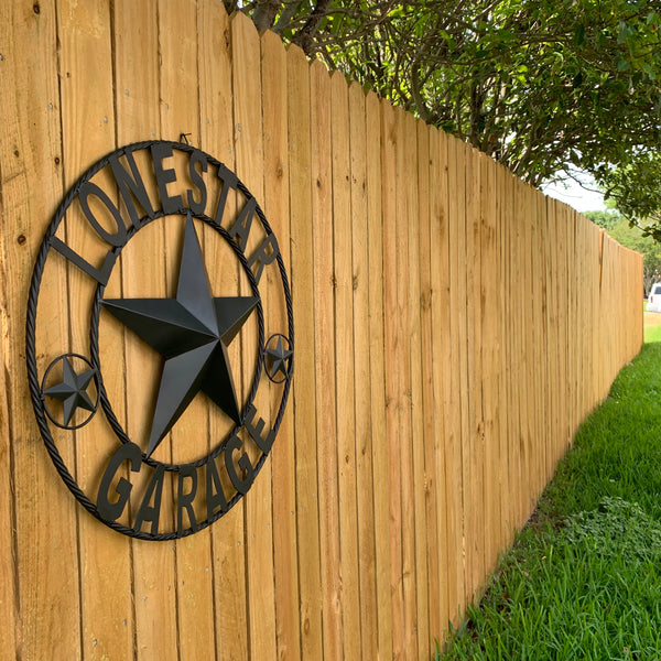 LONESTAR GARAGE STYLE CUSTOM BARN NAME STAR LONESTAR GARAGE METAL NAME BARN STAR WITH TWISTED ROPE RING 3d STAR ART WESTERN HOME DECOR RUSTIC BROWN