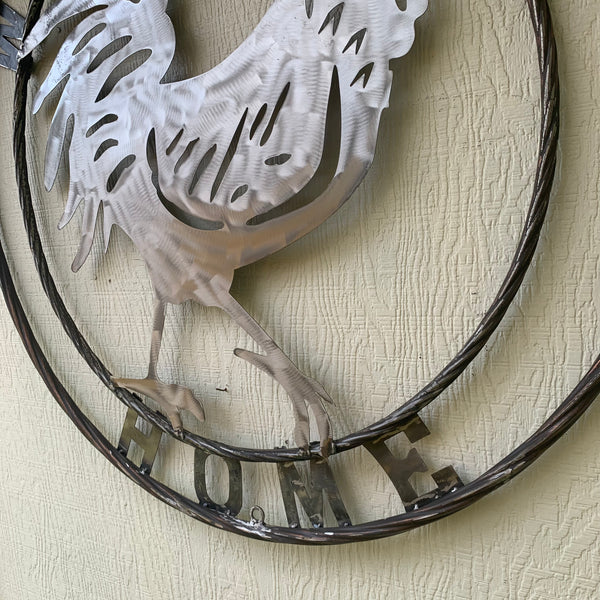 YOUR CUSTOM NAME ROOSTER LASERCUT RAW METAL ART WITH RING DESIGN WESTERN METAL ANIMAL ART HOME WALL DECOR BRAND NEW