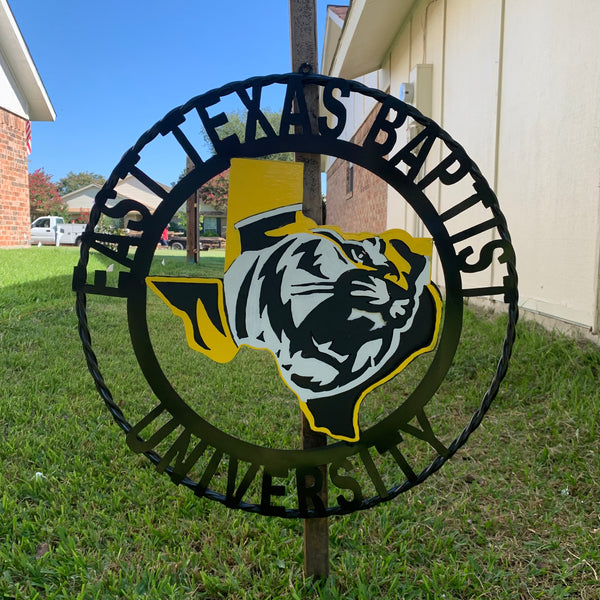 EAST TEXAS BAPTIST UNIVERSITY METAL CUSTOM VINTAGE CRAFT SIGN WALL ART TEAM HANDMADE