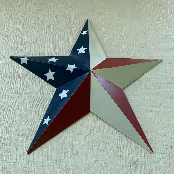 12",16",24",30",36" USA AMERICAN FLAG STAR STYLE #1 RED WHITE & BLUE METAL BARN STAR WALL ART HANDMADE STYLE# 1