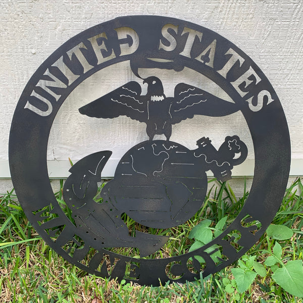 24" USA MARINE CORPS MILITARY LASERCUT BLACK CUSTOM VINTAGE METAL CRAFT WALL ART DECOR WESTERN HOME DECOR HANDMADE