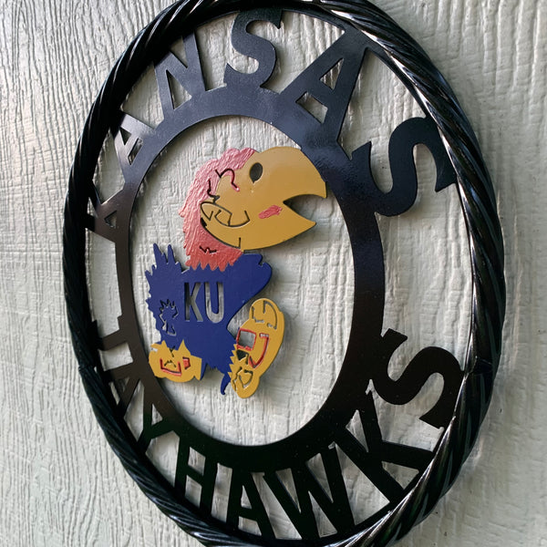 KANSAS JAYHAWKS METAL CUSTOM VINTAGE CRAFT WALL ART TEAM SIGN HANDMADE