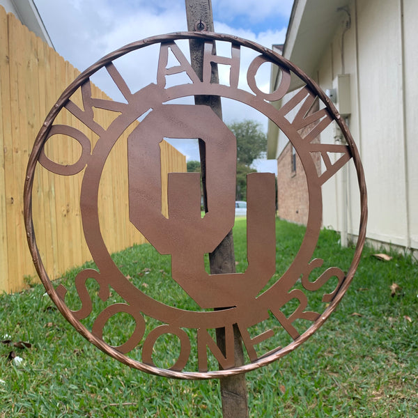 12",18",24",32",36" OU SOONERS OKLAHOMA HAMMERED COPPER CUSTOM VINTAGE TEAM CRAFT METAL ART WESTERN HOME DECOR