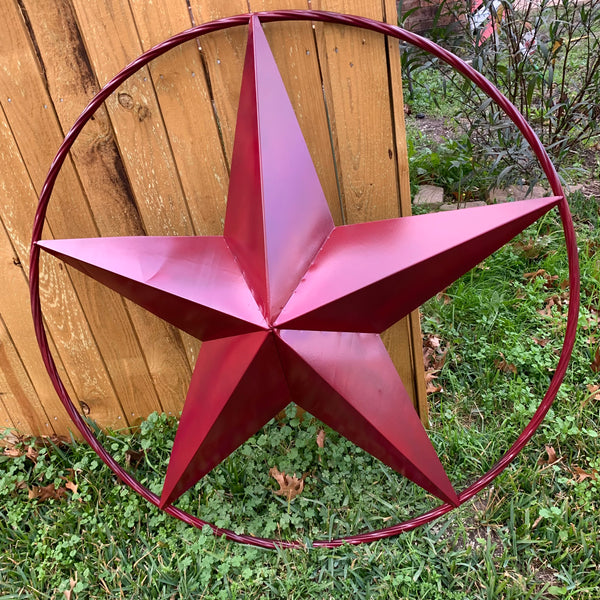CRANBERRY BURGUNDY STAR RED STAR BARN METAL LONESTAR TWISTED ROPE RING WALL ART WESTERN HOME DECOR BRAND NEW