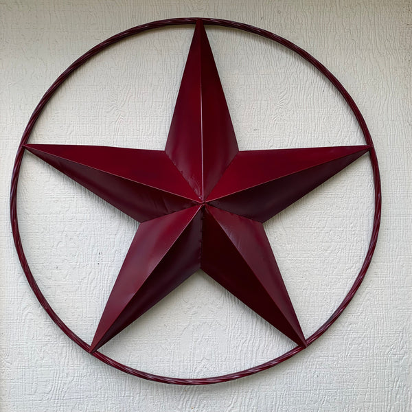 CRANBERRY BURGUNDY STAR RED STAR BARN METAL LONESTAR TWISTED ROPE RING WALL ART WESTERN HOME DECOR BRAND NEW