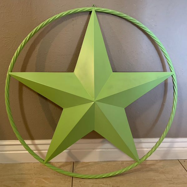 APPLE GREEN BARN STAR METAL LONESTAR TWISTED ROPE RING WESTERN HOME DECOR HANDMADE #EH10836