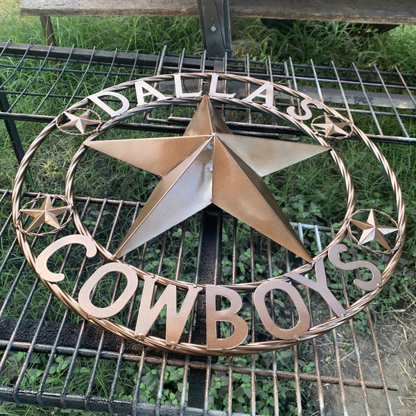 DALLAS COWBOYS BRONZE STAR METAL ART WESTERN HOME WALL DECOR, SIZE:24",32",36",40",42",44",46",50"