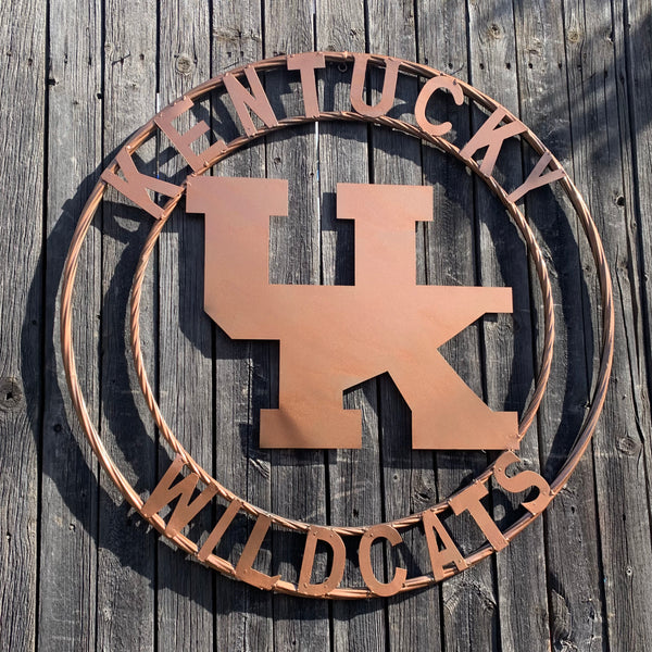 12", 18", 24", 32" KENTUCKY WILDCATS CUSTOM HAMMERED COPPER METAL VINTAGE CRAFT SIGN HANDMADE