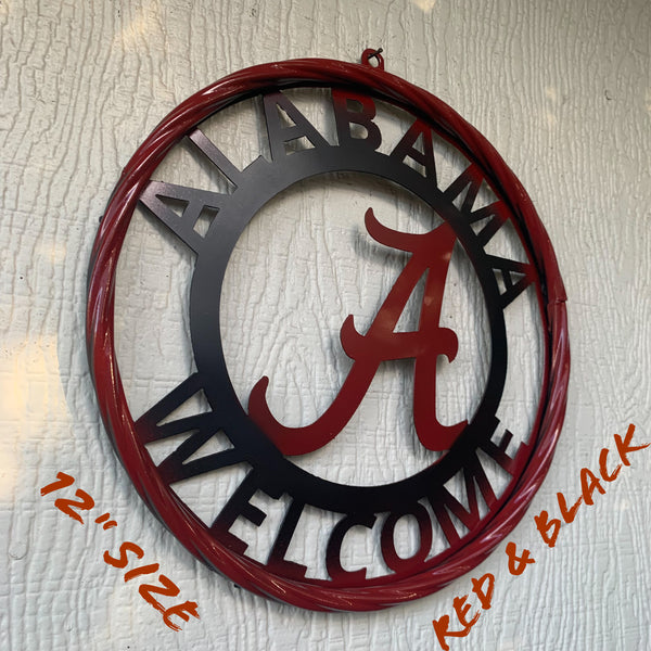 ALABAMA WELCOME RED & BLACK CUSTOM METAL VINTAGE SIGN TEAM HANDMADE