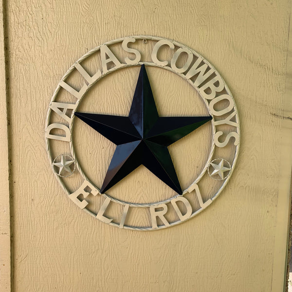 YOUR CUSTOM NAME STAR DALLAS COWBOYS METAL BARN STAR ROPE RING WESTERN HOME DECOR VINTAGE RUSTIC BROWN NEW HANDMADE 24",32",34",36",40",42",44",46",50"