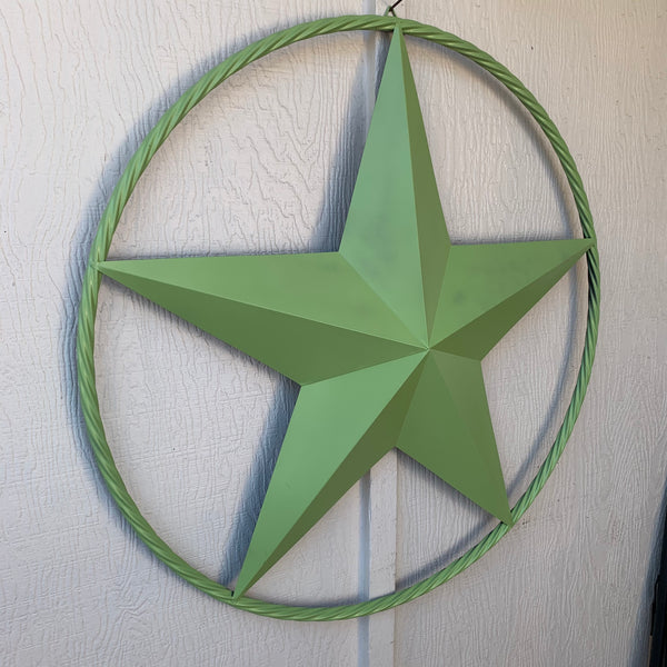 APPLE GREEN BARN STAR METAL LONESTAR TWISTED ROPE RING WESTERN HOME DECOR HANDMADE #EH10836