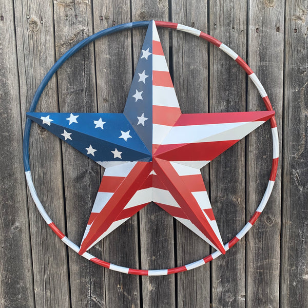 PEACE STAR SIGN METAL RED WHT BLUE STAR WESTERN HOME DECOR HANDMADE 12",16",24",32"36",38",40",48"
