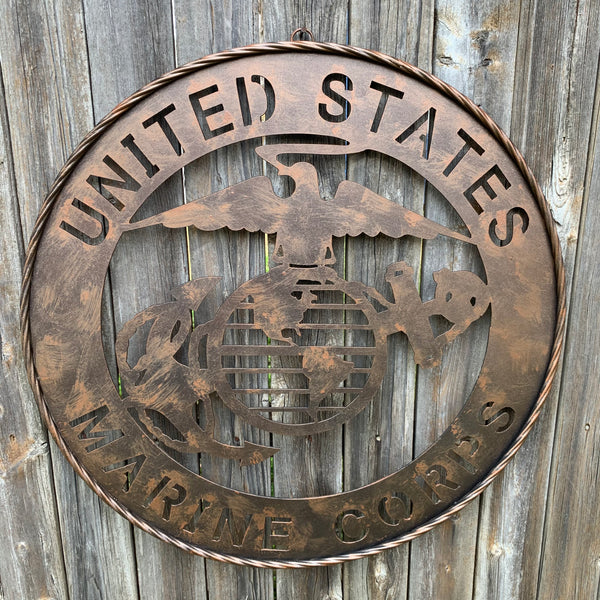 #EH10851 24" UNITED STATES MARINE CORPS MILITARY LASERCUT METAL WALL ART SIGN WESTERN HOME DECOR HANDMADE BRONZE