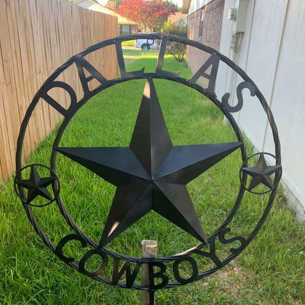 24" STAR & 34" STAKE DALLAS COWBOYS DECOR METAL ART WESTERN HOME WALL DECOR ALL RUSTIC BLACK STAR WITH 34" STAKE