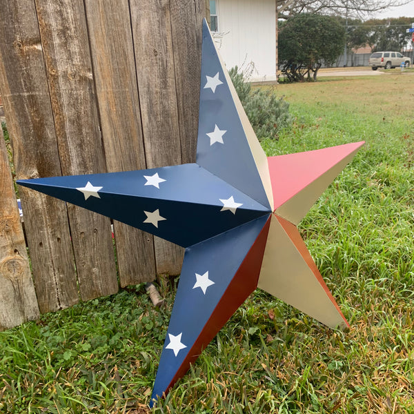 12",16",24",30",36" USA AMERICAN FLAG STAR STYLE #1 RED WHITE & BLUE METAL BARN STAR WALL ART HANDMADE STYLE# 1