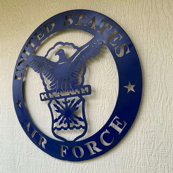 24" US AIR FORCE LASERCUT BLUE MILITARY METAL WALL ART AIRFORCE WESTERN HOME DECOR NEW