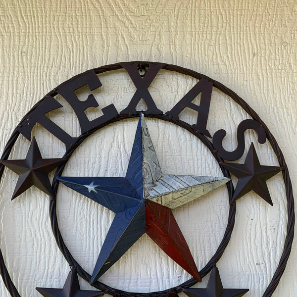 16", 24", 32", 34", 40" TEXAS 1836 LICENSE PLATE FLAG BARN STAR METAL WALL WESTERN HOME DECOR RED WHITE BLUE ART