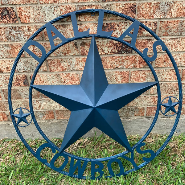 DALLAS COWBOYS NAVY BLUE BARN STAR METAL LONE STAR WESTERN HOME DECOR HANDMADE 24",32",36",40",42",44",46",50"