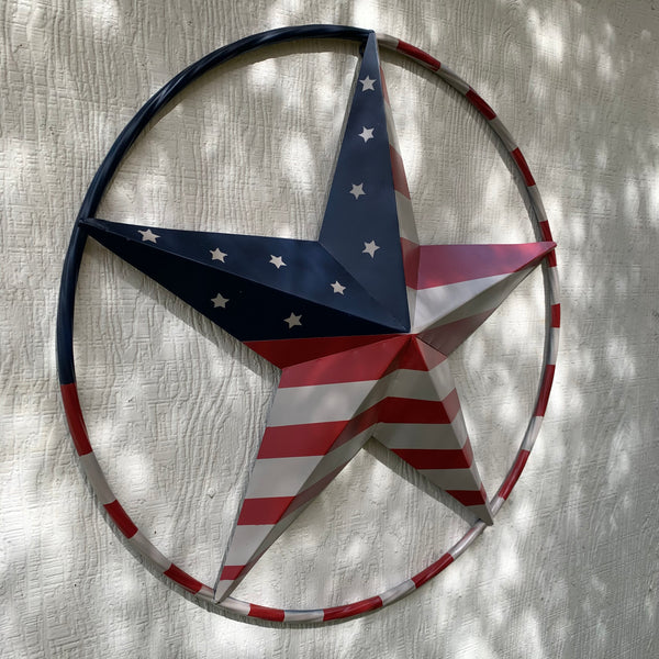 AMERICAN USA FLAG BARN STAR METAL RED BEIGE BLUE STAR 12",16",24",32"36",38",40",48