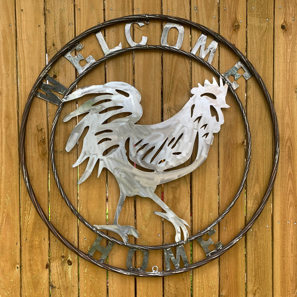 YOUR CUSTOM NAME ROOSTER LASERCUT RAW METAL ART WITH RING DESIGN WESTERN METAL ANIMAL ART HOME WALL DECOR BRAND NEW