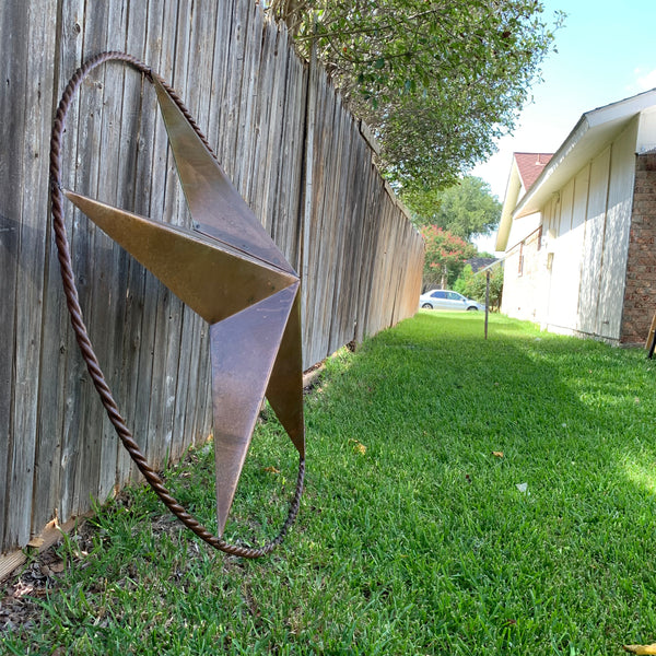 #EH10507 TEXAS GIANT 8,6,5,4 FOOT NATURAL RUSTIC SEALED UNPAINTED LARGE OVERSIZE METAL LONESTAR GENUINE RUST PATINA LONE STAR TWISTED ROPE RING 4,5,6,8 FOOT