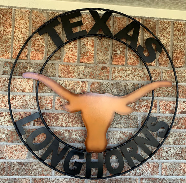TEXAS LONGHORNS CUSTOM METAL VINTAGE CRAFT TEAM SIGN WESTERN HOME DECOR HANDMADE #EH90072
