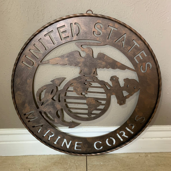 #EH10851 24" UNITED STATES MARINE CORPS MILITARY LASERCUT METAL WALL ART SIGN WESTERN HOME DECOR HANDMADE BRONZE