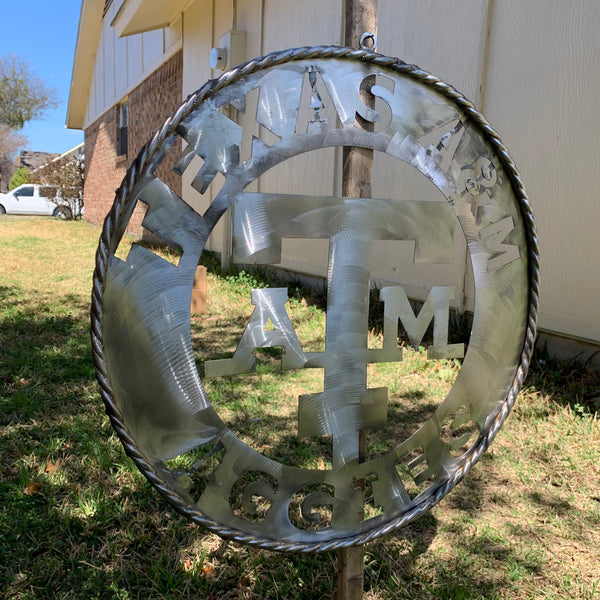 24" TEXAS A&M WIDE BAND RAW METAL CUSTOM VINTAGE CRAFT WALL ART TEAM SIGN HANDMADE