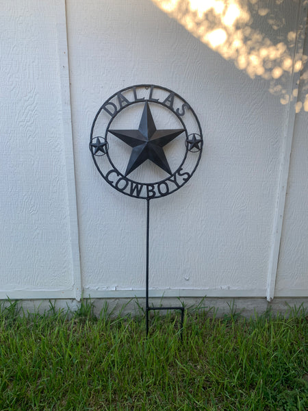 24" STAR & 34" STAKE DALLAS COWBOYS DECOR METAL ART WESTERN HOME WALL DECOR ALL RUSTIC BLACK STAR WITH 34" STAKE