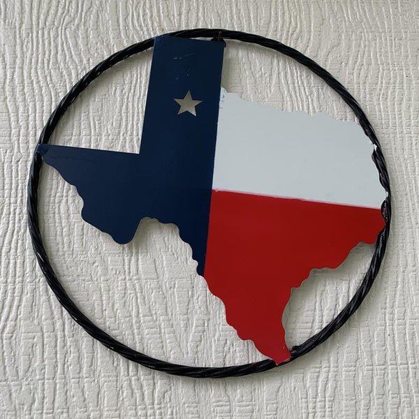 #BC8065 6",9",12"  TEXAS METAL STATE OF TEXAS MAP RED WHITE BLUE WALL ART WESTERN HOME DECOR NEW DECOR