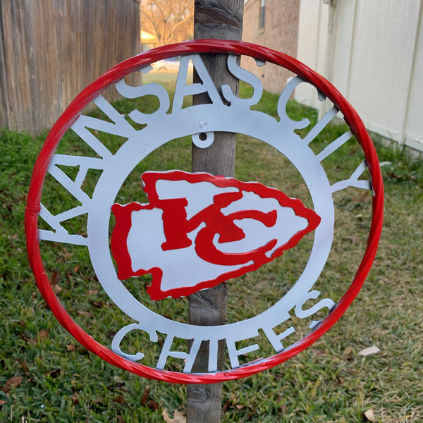 12",18",24",32",36" KANSAS CITY CHIEFS CUSTOM METAL VINTAGE CRAFT SIGN TEAM WESTERN HOME DECOR HANDMADE