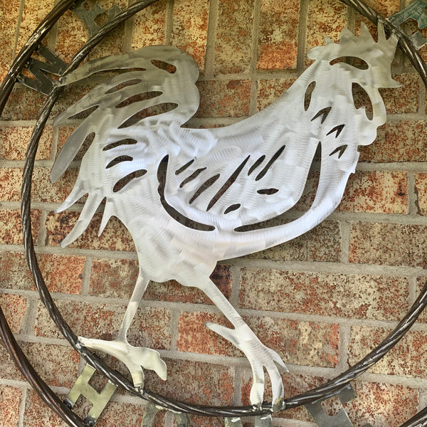 YOUR CUSTOM NAME ROOSTER LASERCUT RAW METAL ART WITH RING DESIGN WESTERN METAL ANIMAL ART HOME WALL DECOR BRAND NEW