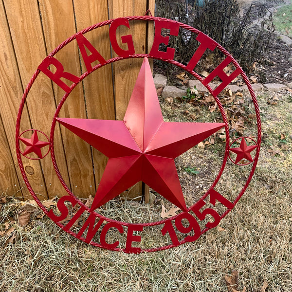 RAGETH STYLE YOUR CUSTOM STAR METAL NAME RUSTIC BURGUNDY RED PHILLIPS CUSTOM 3d STAR METAL NAME BARN STAR TWISTED ROPE RING DESIGN METAL WALL ART HOME DECOR ANY SIZE