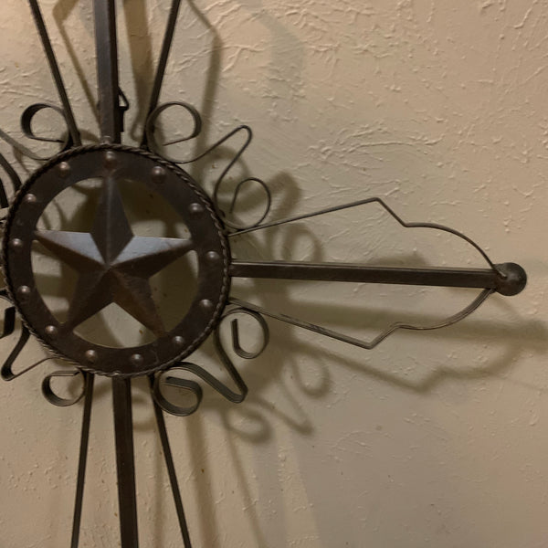 STAR METAL CROSS WALL ART DARK BRONZE COPPER