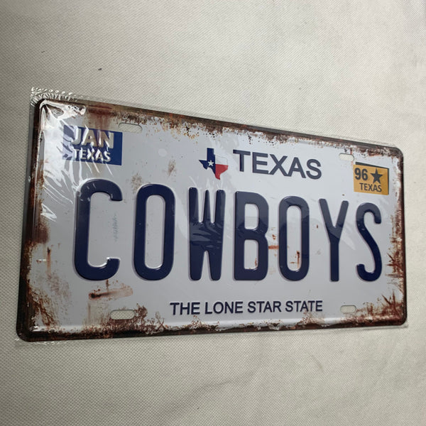 #HCZ17002 TEXAS COWBOYS LONESTAR STATE LICENSE PLATE TIN SIGN BLUE LETTERS METAL ART WESTERN HOME DECOR - FREE SHIPPING