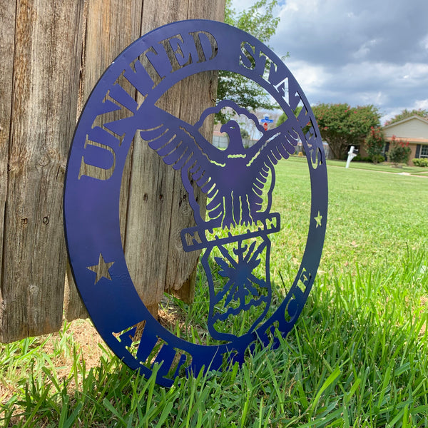24" US AIR FORCE LASERCUT BLUE MILITARY METAL WALL ART AIRFORCE WESTERN HOME DECOR NEW