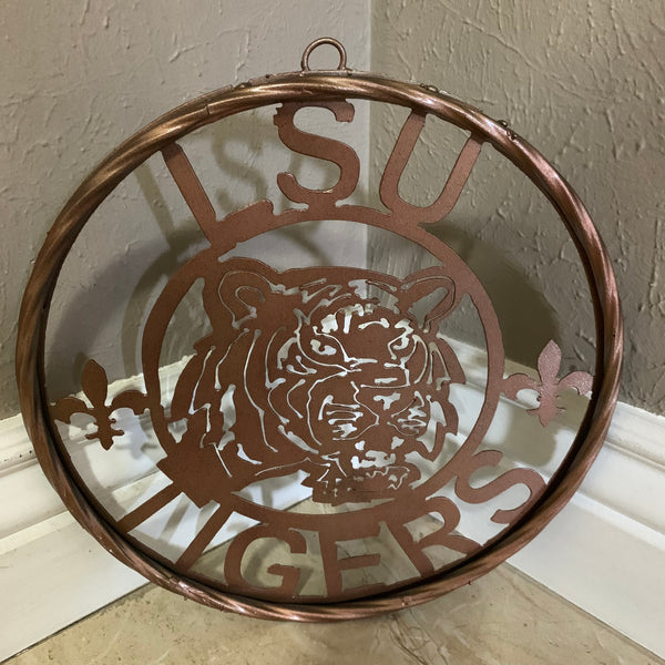 12" LSU TIGERS CUSTOM METAL VINTAGE CRAFT WESTERN HOME DECOR NEW