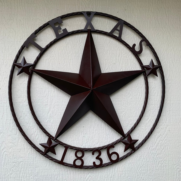 36" TEXAS 1836 BROWN BARN STAR METAL ART WESTERN HOME DECOR VINTAGE RUSTIC CRAFT ART