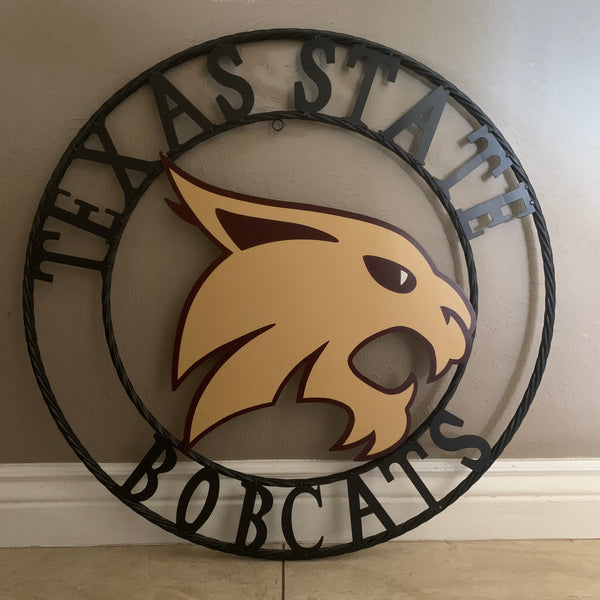 12",18",24",32",36" TEXAS STATE BOBCATS CUSTOM METAL VINTAGE CRAFT TEAM SIGN WESTERN HOME DECOR HANDMADE